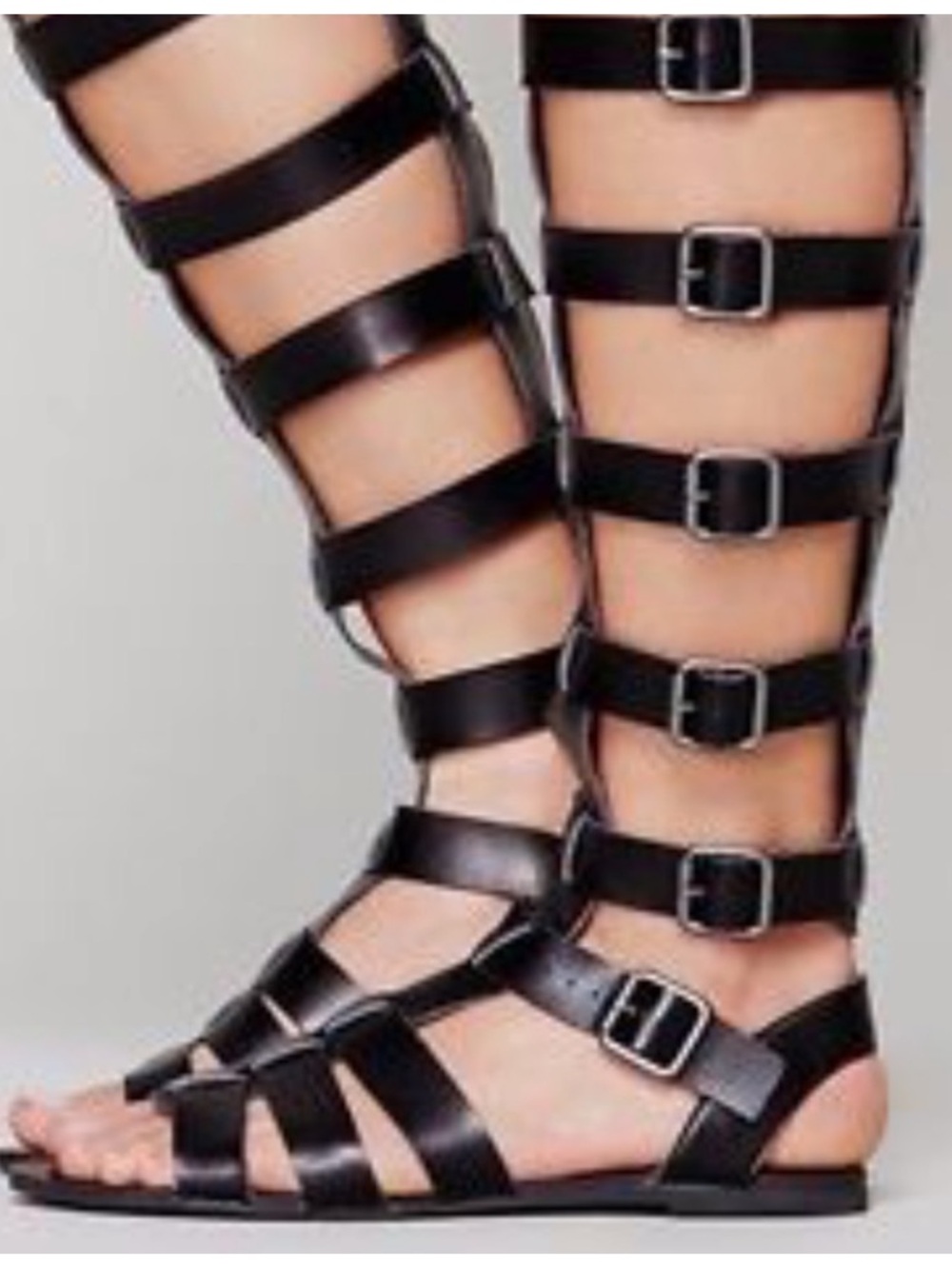 Faryl Robin x Free People Sandlas 8 Black Leather Gladiator Lace Up Shoes